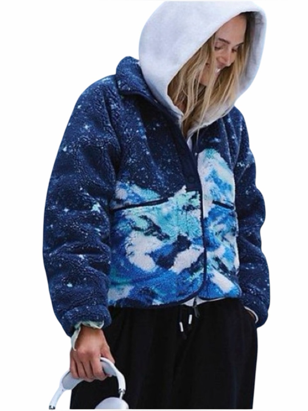 NEW Free People Movement Hit The Slopes Fleece Jacket Starry Skies Midnight Navy